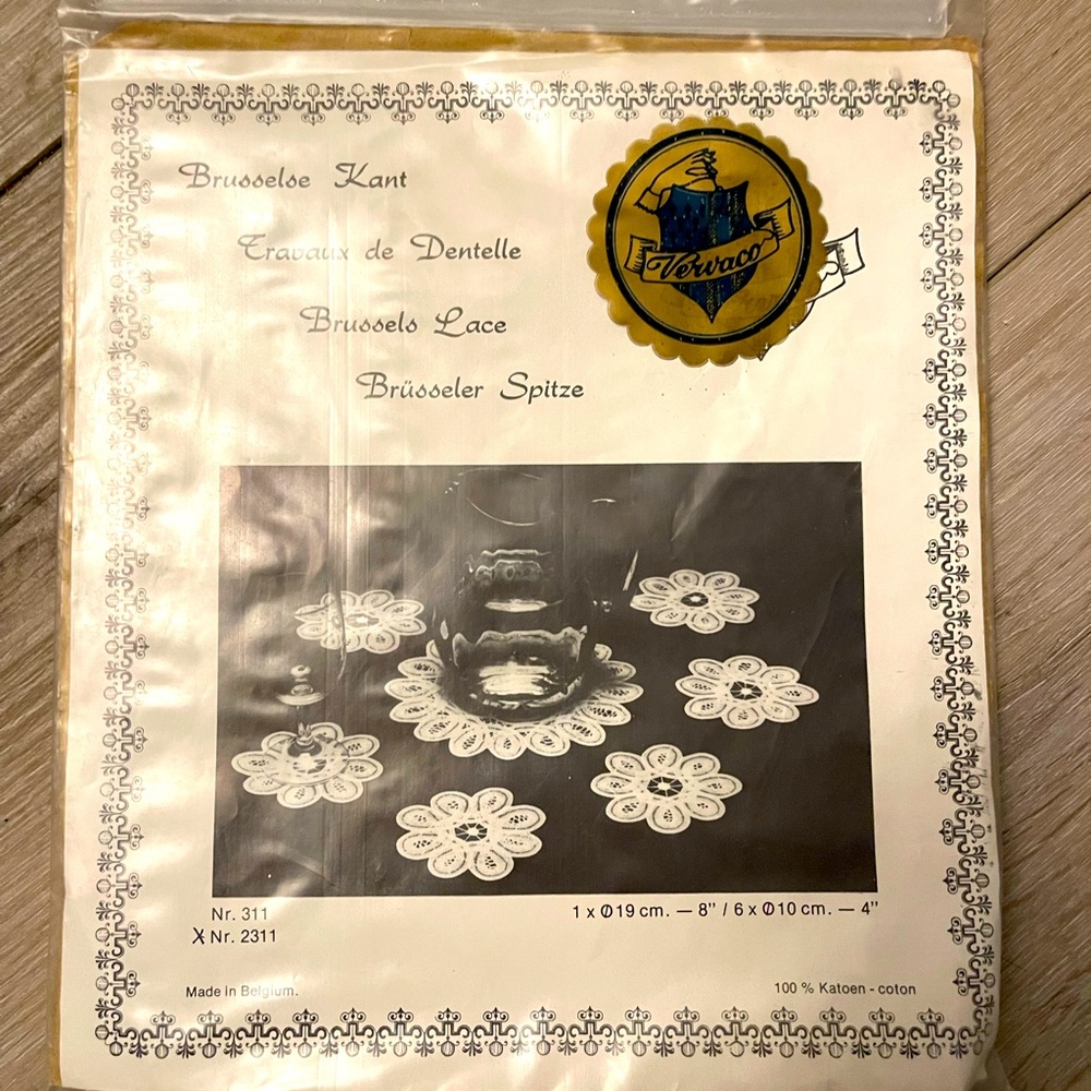 Vervaco Brussels Lace Kit 1 Large 8” and 6 Small 4” - Made in Belgium